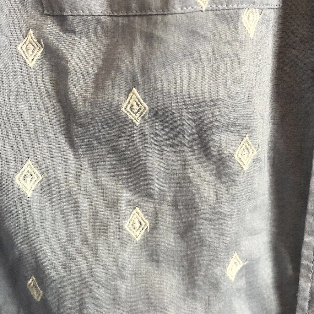 Ann Taylor Loft NWT The Softened Thin Lightweight Blue Diamond Pattern Blouse S - Picture 7 of 11